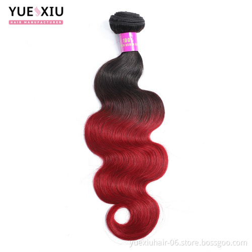 10A Grade Ombre 1B/Red Body Wave Brazilian Human Hair Bundles